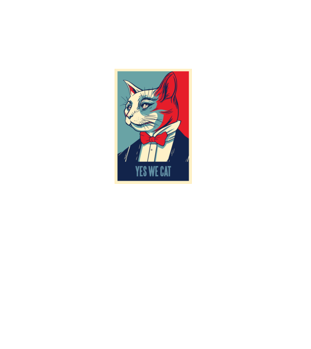 Yes We Cat poster cu pisică model turcoaz pe tricou