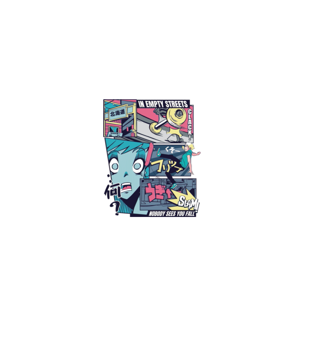 Anime Vaporwave Benzi desenate Skateboard model negru pe tricou