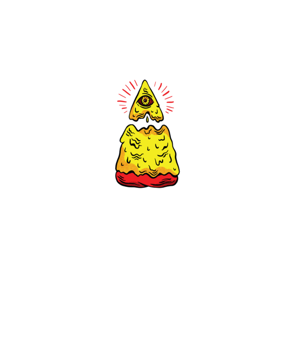 Illuminati Pizza model negru pe tricou