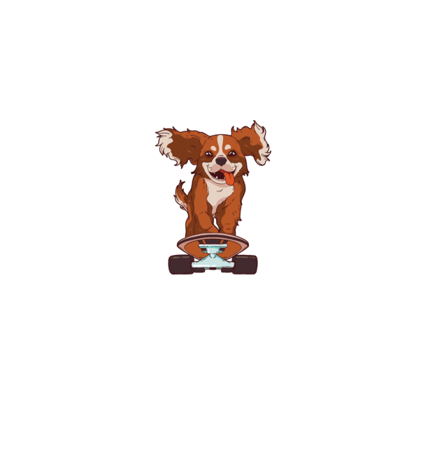 Skateboarding Cavalier King Spaniel model albastru jeanși pe tricou