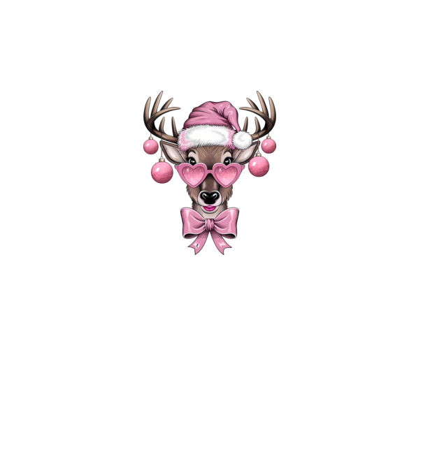 Pink Xmas Reindeer model alb pe tricou