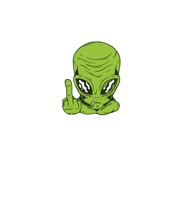 Alien arată degetul model negru pe tricou