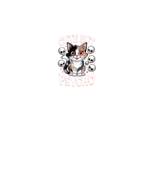 Cute, but Psycho pisică Negru model negru pe tricou