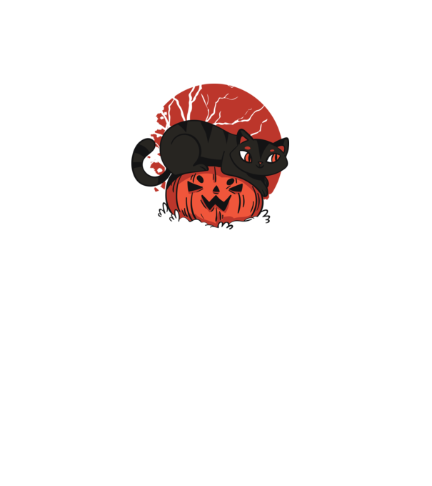 Pisică pe dovleac Halloween model negru pe tricou