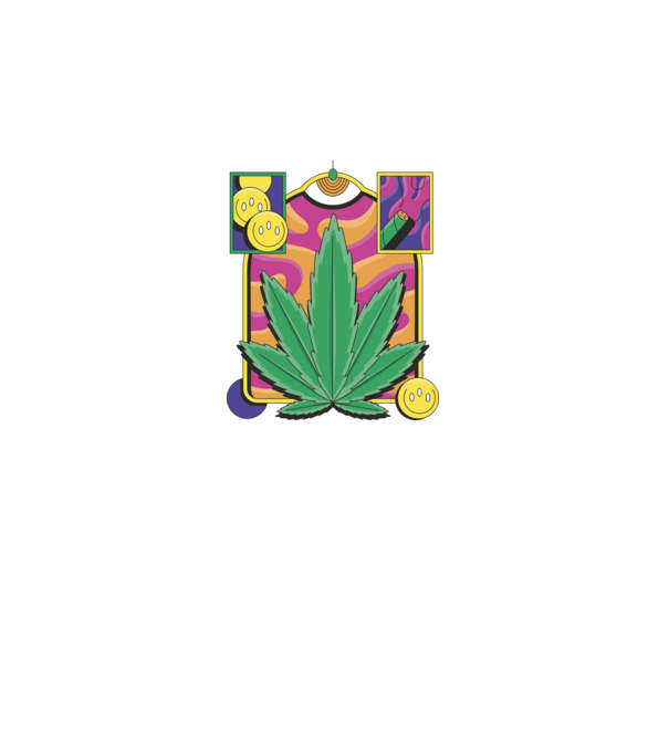 Hippy Cannabis model negru pe tricou
