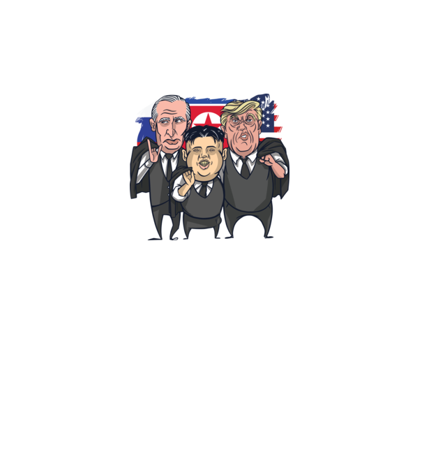 Trump, Putin, Kim - trei prieteni buni model galben neon pe tricou