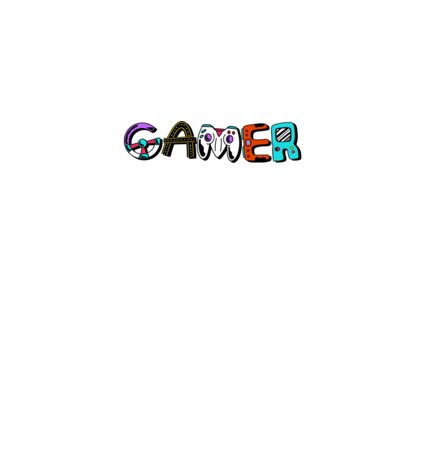 Inscripție Gamer model alb pe tricou