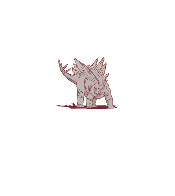 Stegosaurus dinozaur model gri pe tricou