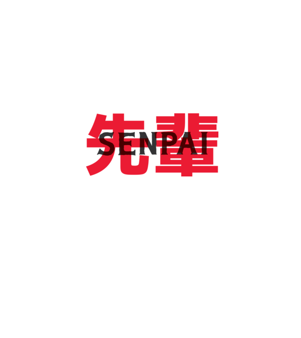 Senpai model alb pe tricou