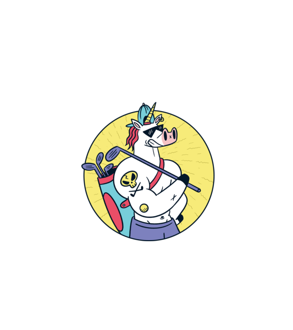 Unicorn Golf model albastru închis pe tricou