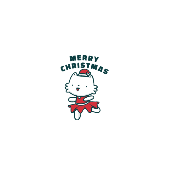 Pisică Merry Christmas model alb pe tricou