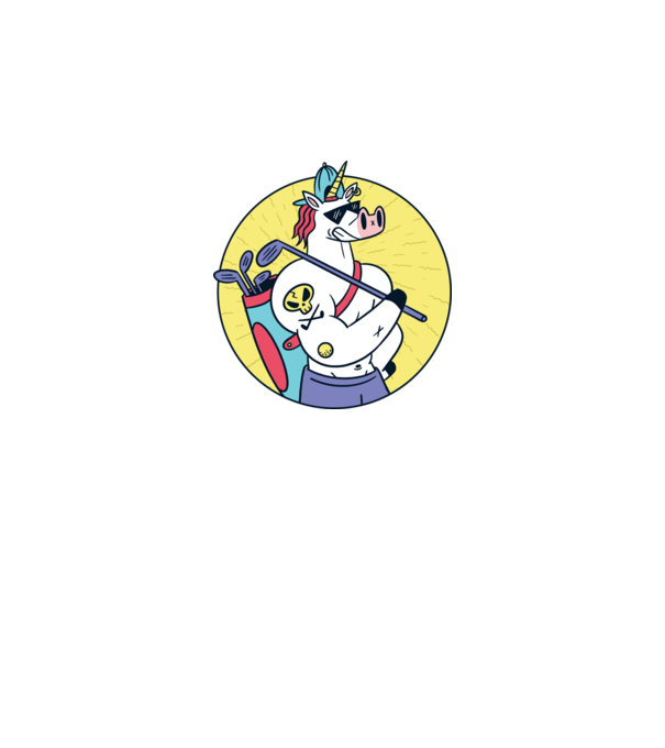 Unicorn Golf model gri închis pe tricou