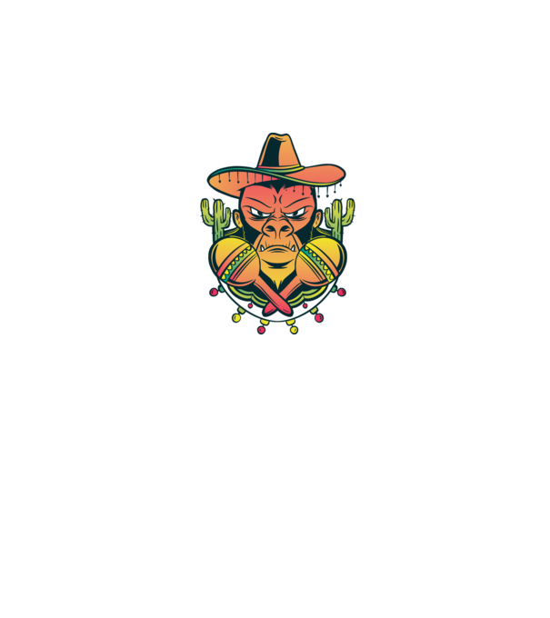 Gorila mexicană model alb pe tricou