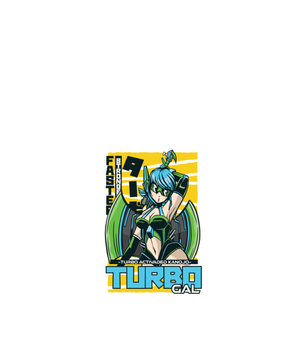 Turbo Gal Anime model alb pe tricou
