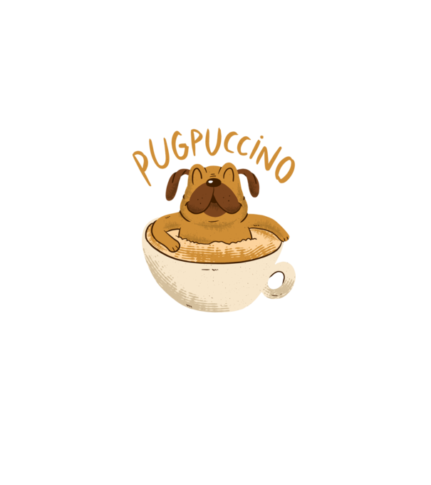 Pugpuccino Capuccino cu Mops model negru pe tricou
