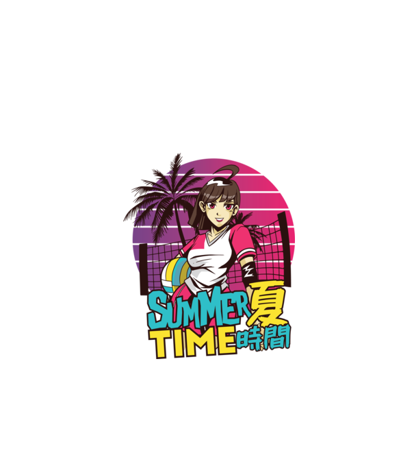 Summer Girl Anime Fată Manga model negru pe tricou