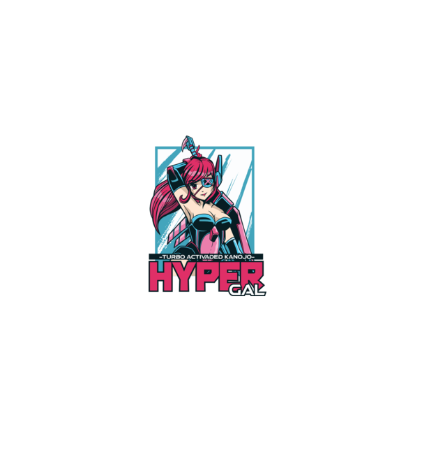 Hyper Gal - Fată Anime model negru pe tricou
