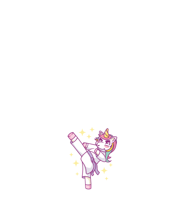 Karate unicorn model albastru deschis pe tricou