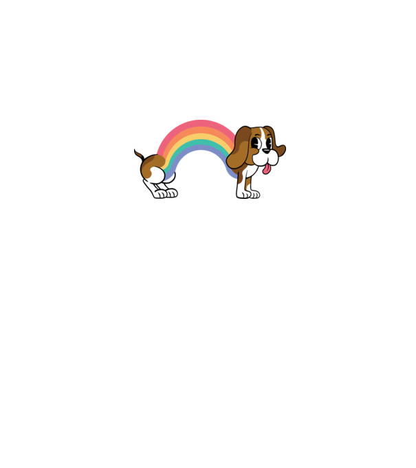 Beagle curcubeu model alb pe tricou