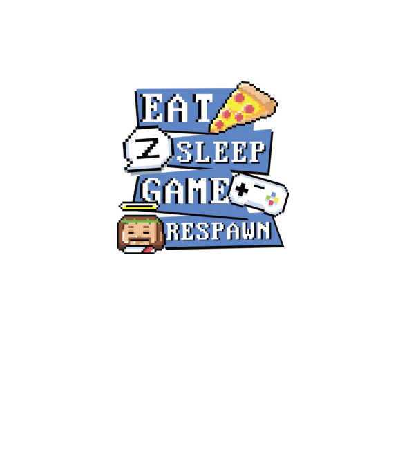 Eat, Sleep, Game respawn model alb pe tricou