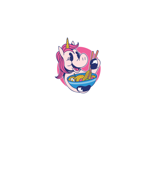 Unicorn Ramen model negru pe tricou