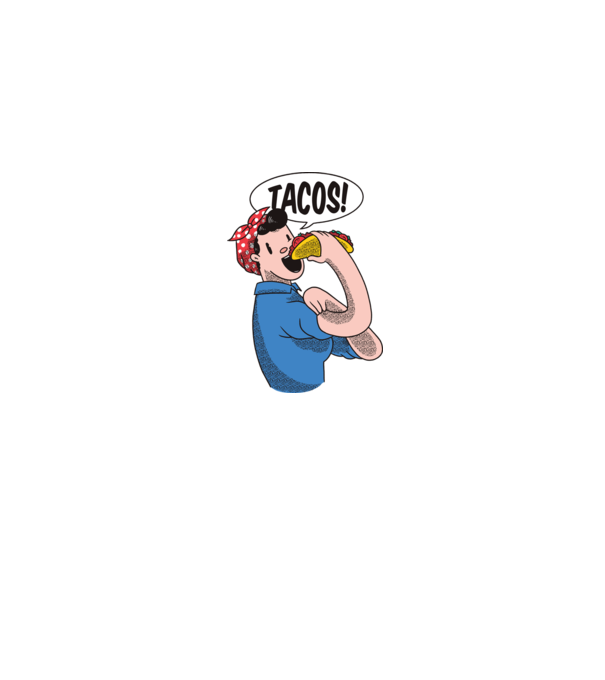 Tacos feminism model albastru jeanși pe tricou