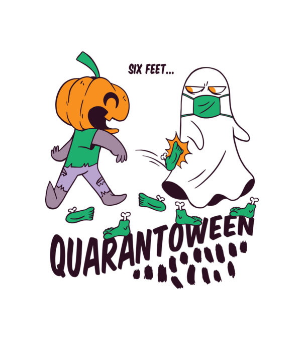 Quarantoween model alb pe tricou