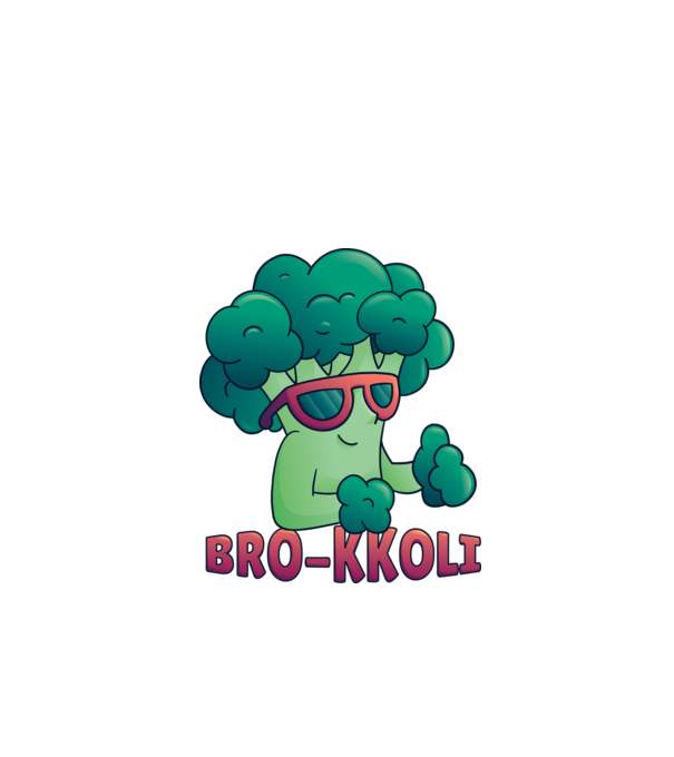 Broccoli model alb pe tricou