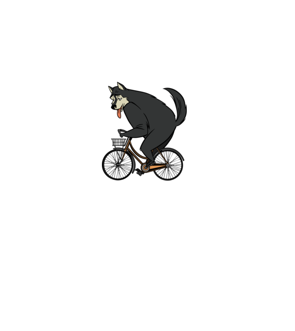 Lup pe bicicletă model alb pe tricou