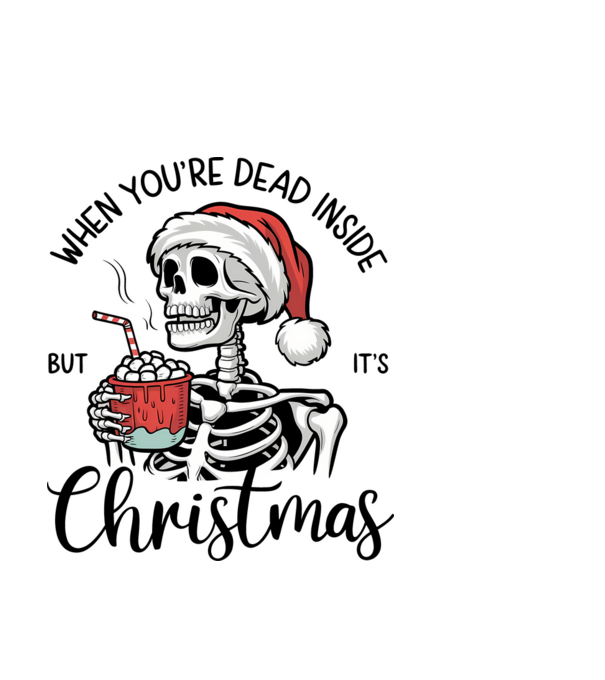 Dead inside, but it's christmas Alb model albastru deschis pe tricou
