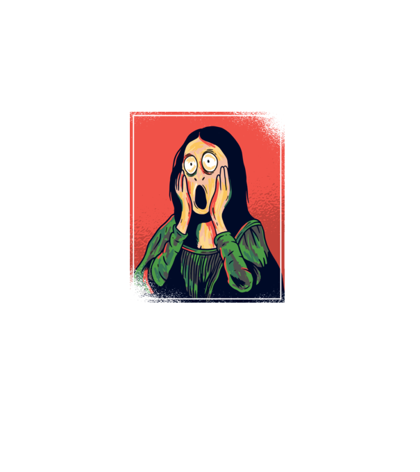 Mona Lisa țipăt model albastru închis pe tricou