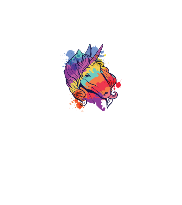 Curcubeu colorat Unicorn tricou model alb pe tricou