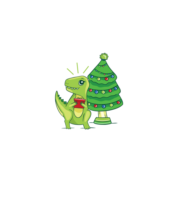 T-rex de Crăciun model alb pe tricou