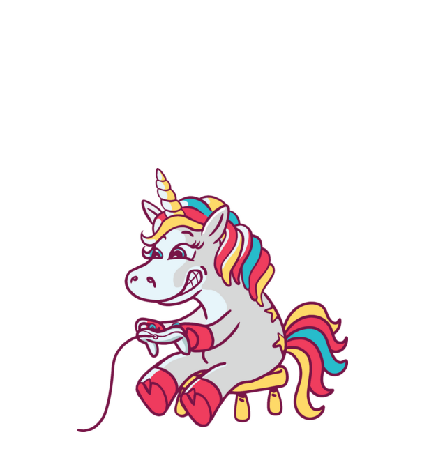 Gamer Unicorn model turcoaz pe tricou