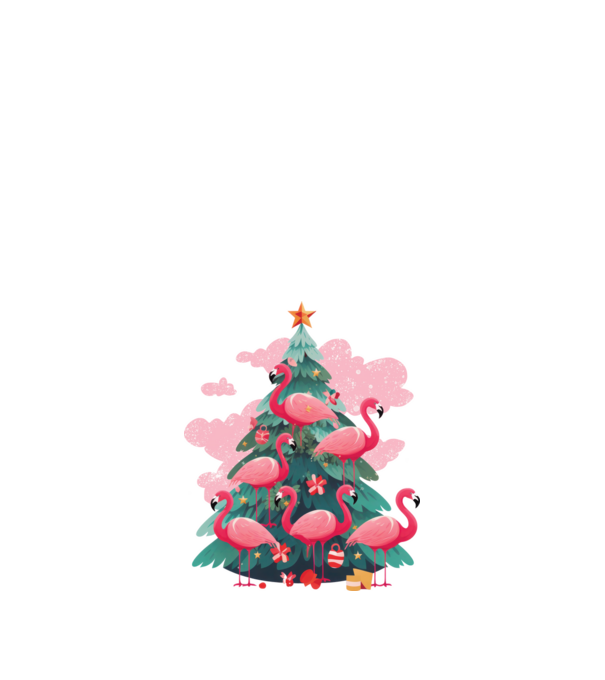 flamingo pom de Crăciun model negru pe tricou