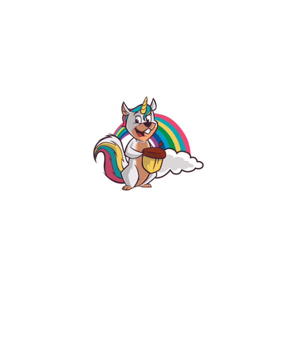 Unicorn drăguț Veveriță model alb pe tricou