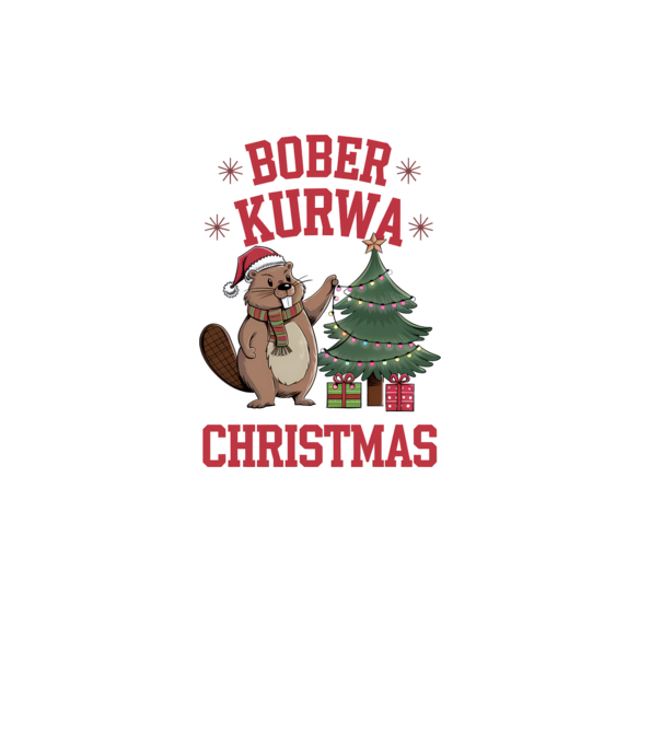 Bober Kurwa Christmas 3 model alb pe tricou