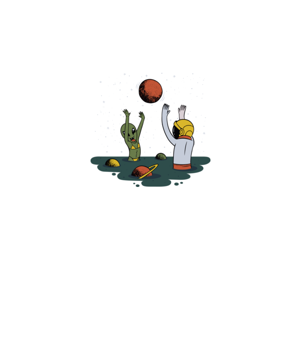 Alien și astronaut joc model negru pe tricou