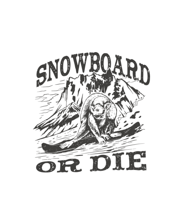 Maimuță Snowboarder model alb pe tricou