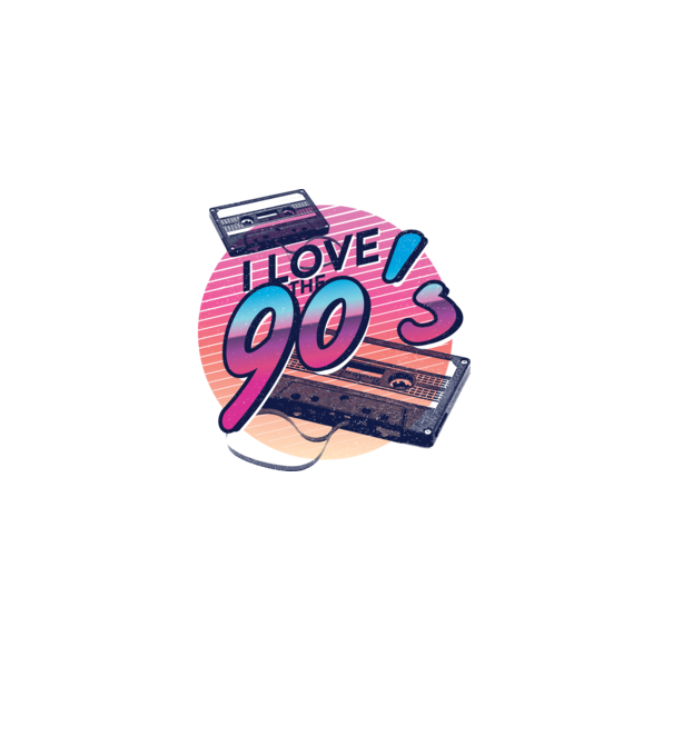 I love the 90s Casetă model albastru deschis pe tricou