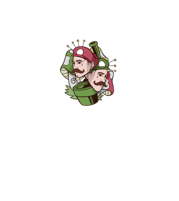 Mario și Luigi model alb pe tricou