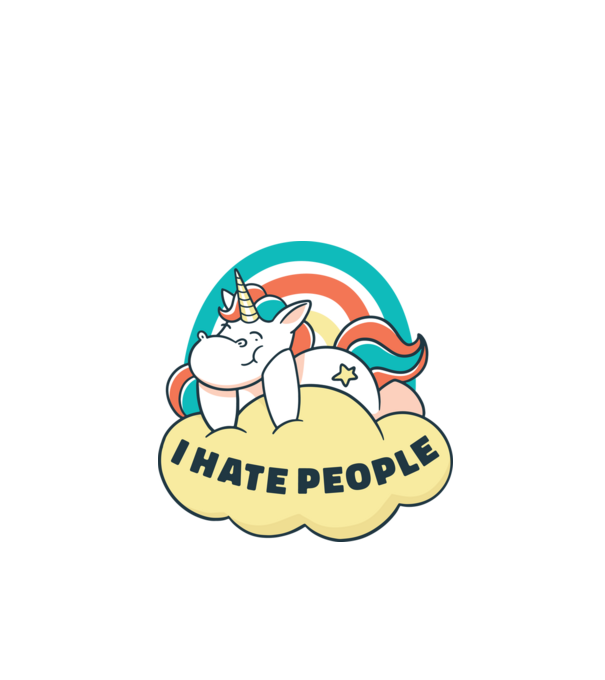 Urăsc oamenii Unicorn model negru pe tricou