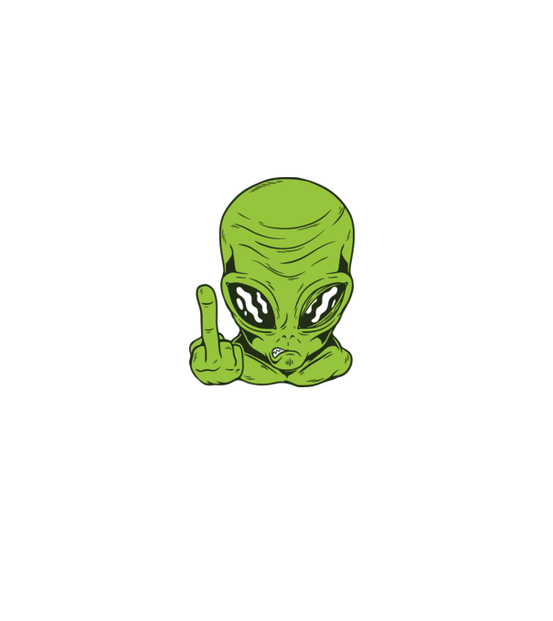Alien arată degetul model negru pe tricou
