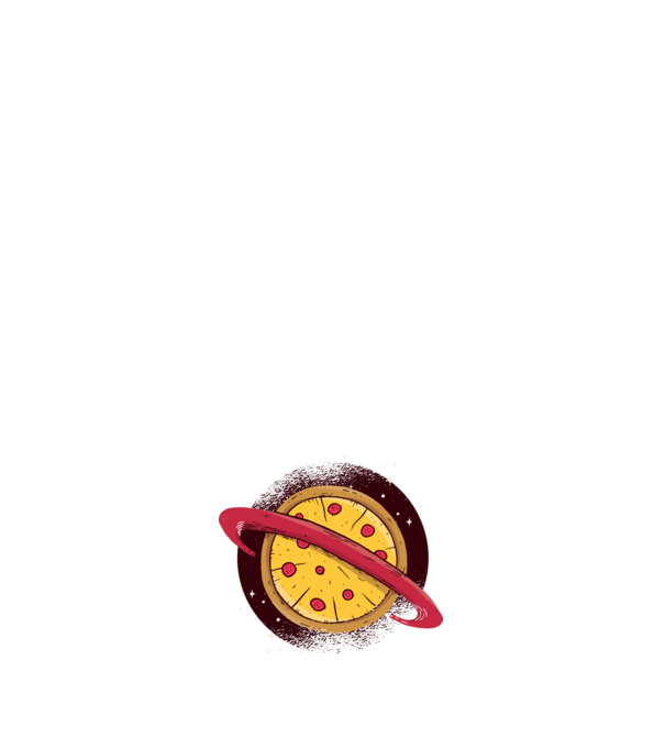 Pizza Planetă model negru pe tricou