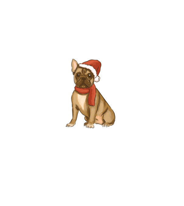 Bulldog francez de Crăciun model alb pe tricou