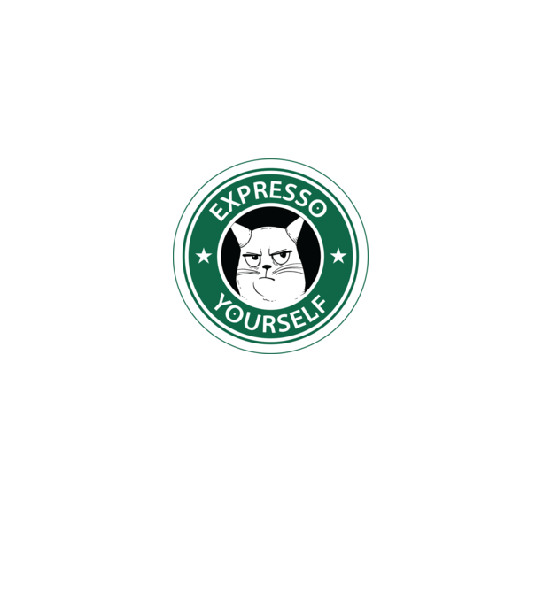 Expresso Yourself tricou Pisică cu cafea model albastru jeanși pe tricou