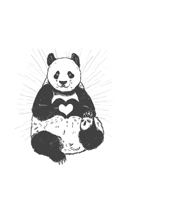 Inimă panda model alb pe tricou