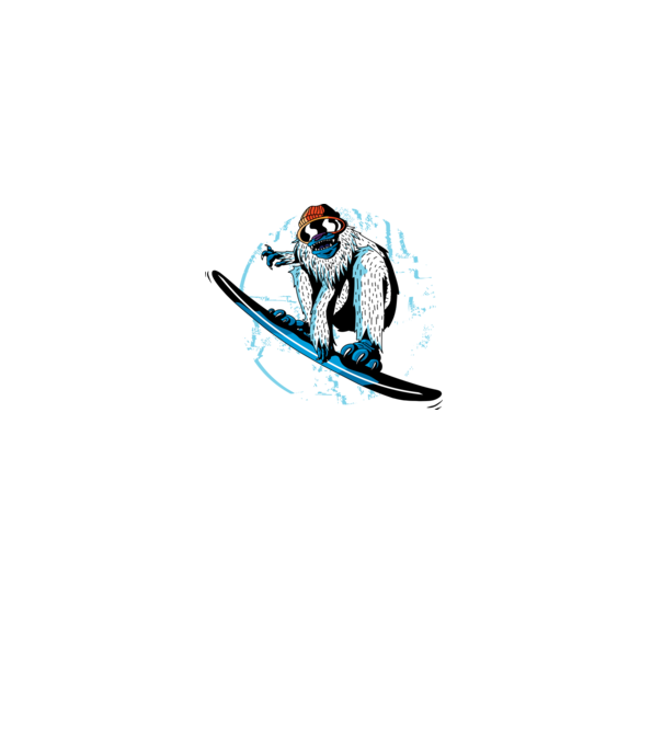 Yeti Snowboarder model alb pe tricou
