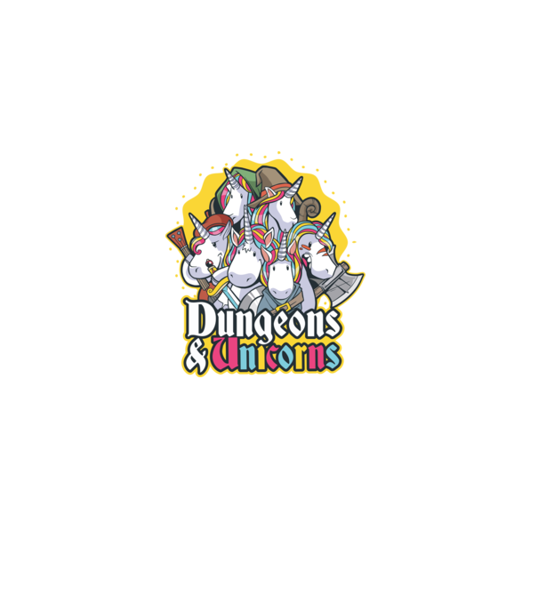 Dungeons and Unicorns model albastru închis pe tricou