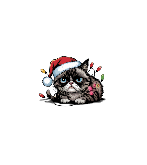 Christmas Spirit Grumpy Cat Negru model alb pe tricou